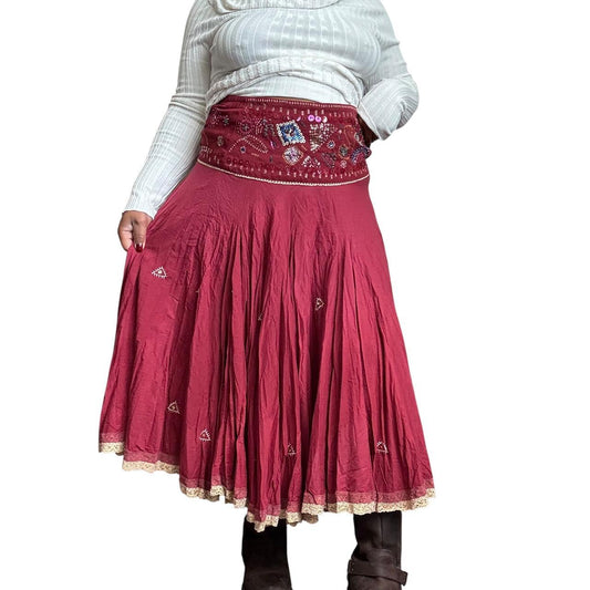 00s Maroon Maxi Skirt