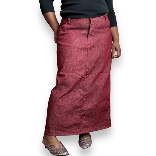 VTG Red Denim Maxi Skirt