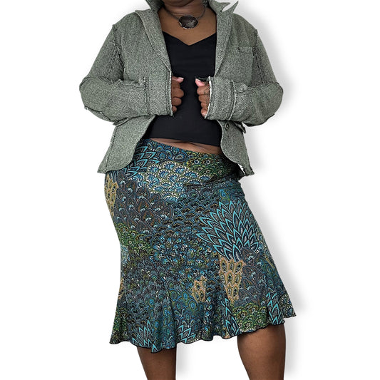 00s Peacock Midi Skirt