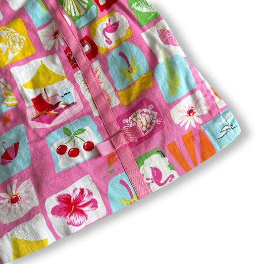 00s Pink Vacation Patchwork Printed Mini Skirt