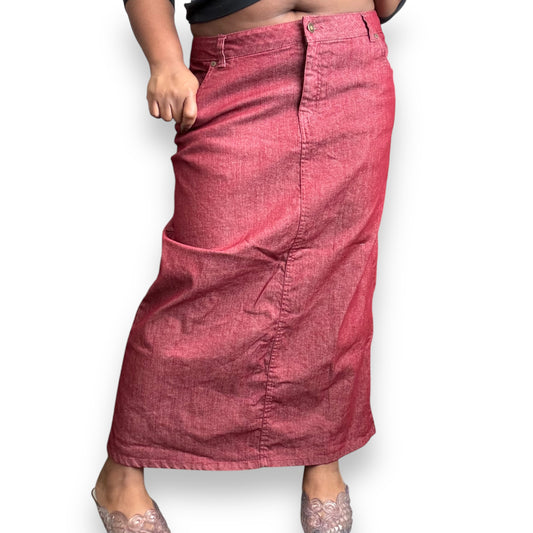 VTG Red Denim Maxi Skirt